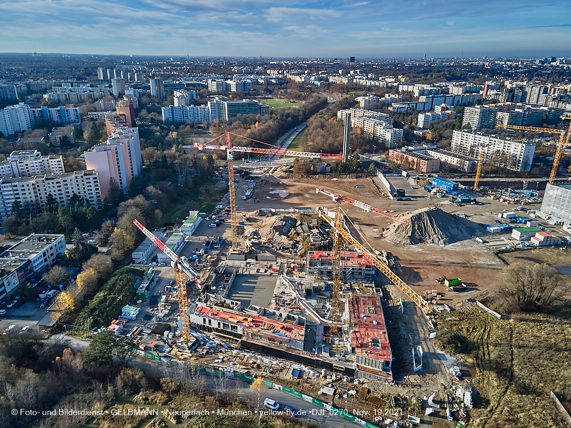 19.11.2021 - Luftbilder von der Baustelle Alexisquartier und Pandion Verde in Neuperlach 19.11.2021 - Luftbilder von der Baustelle Alexisquartier und Pandion Verde in Neuperlach